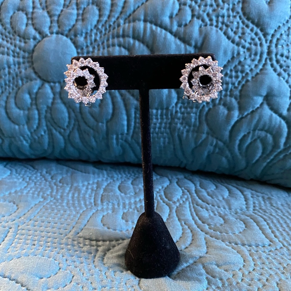 Sparkling Silver Halo Earrings